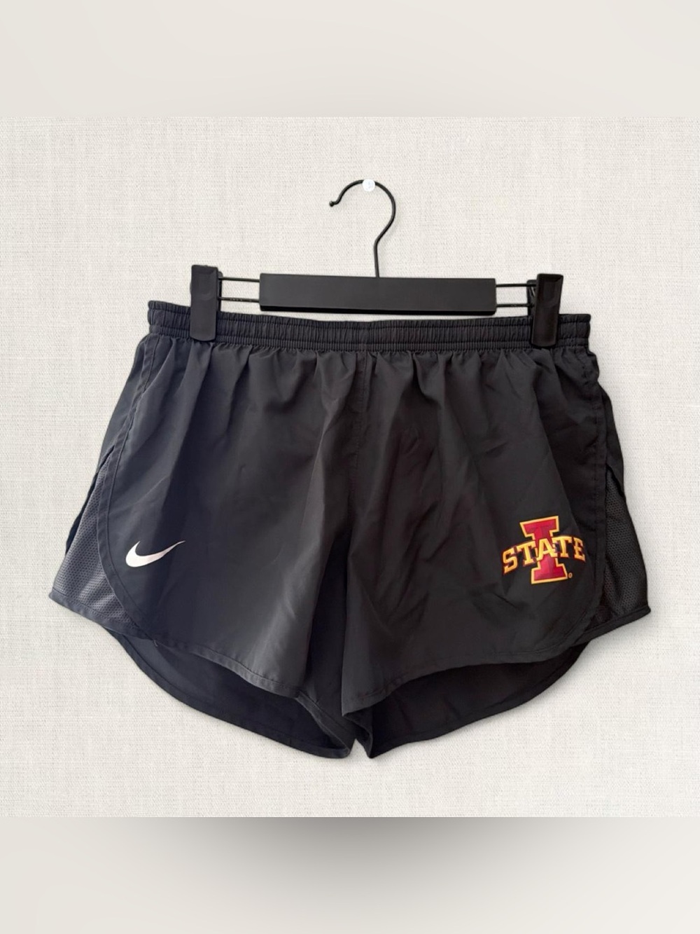 Nike Black Iowa State Women's Running Shorts with Red/Gold Logo